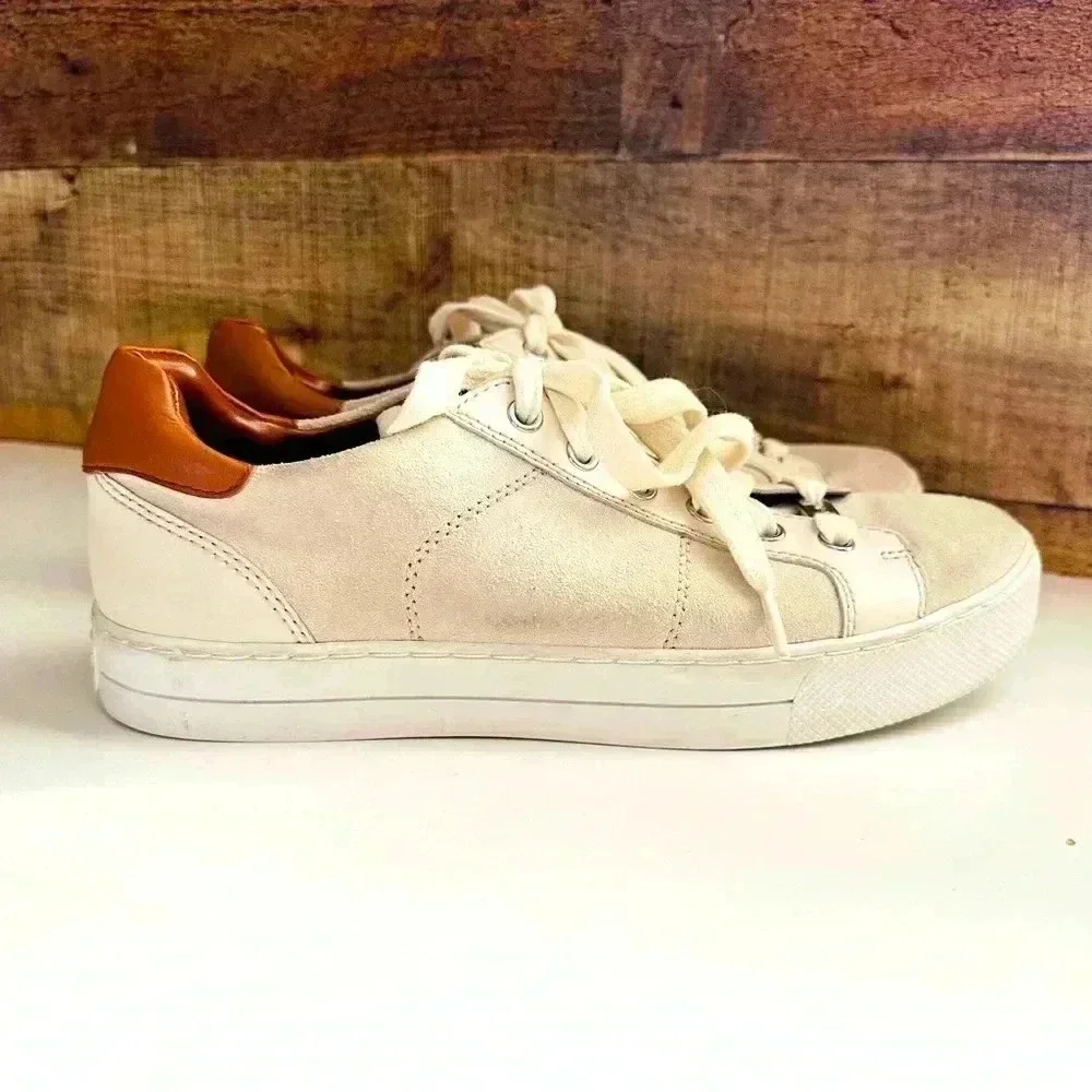 Coach Paddy Beige Suede Leather Chalk-Oatmeal / Saddle Brown Sneakers